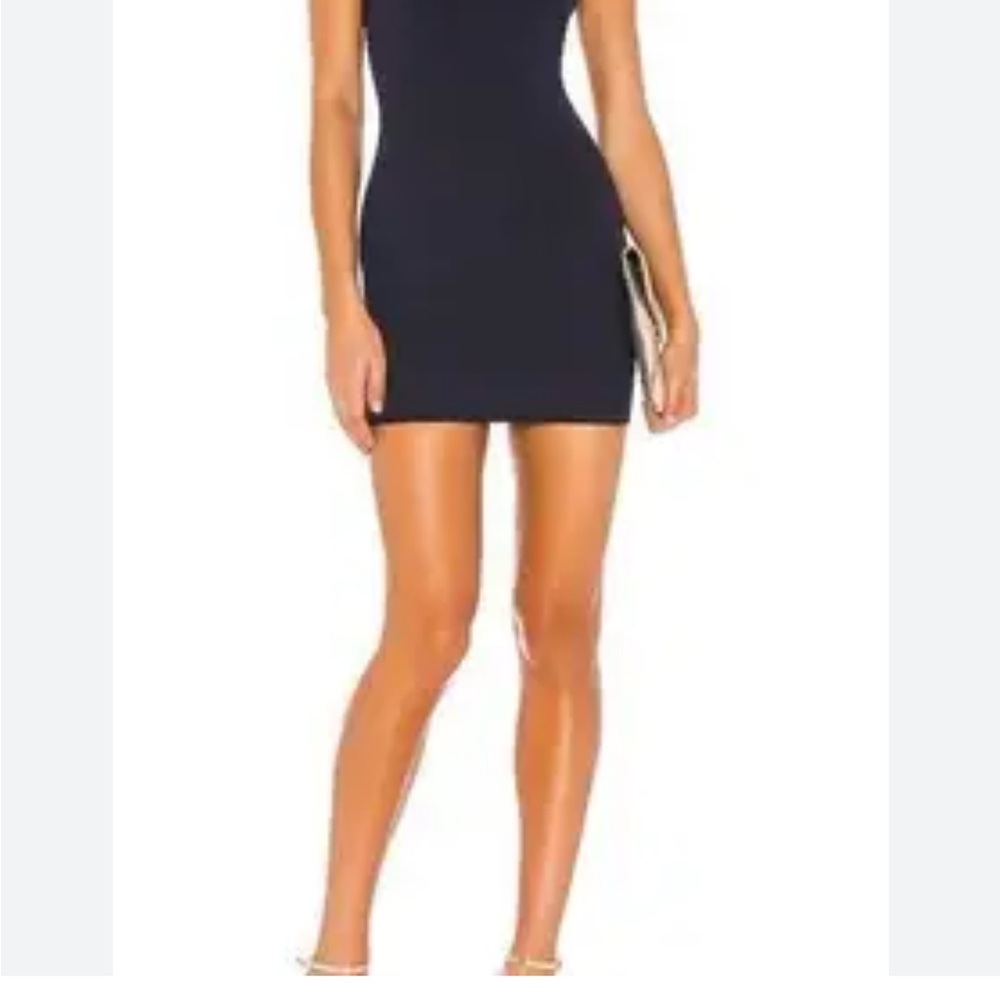 Superdown Blue Asymmetrical Ribbed Mini Dress - image 2